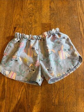 Blue Kids' Stitch Print Elastic Waist Shorts